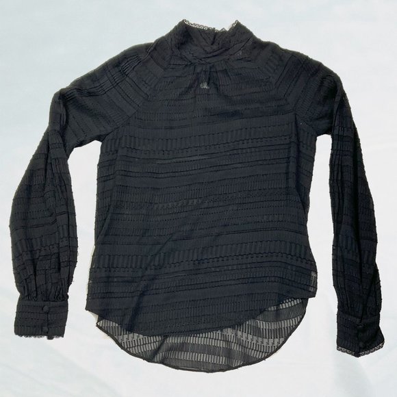 Veronica Beard Aniya Lace Silk-Blend Blouse Black Size 0 - Picture 2 of 10